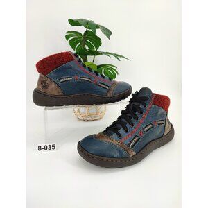 Rieker Simona Women's Size 8 US Leather Blue Ankle Boots Casual 44443-14
